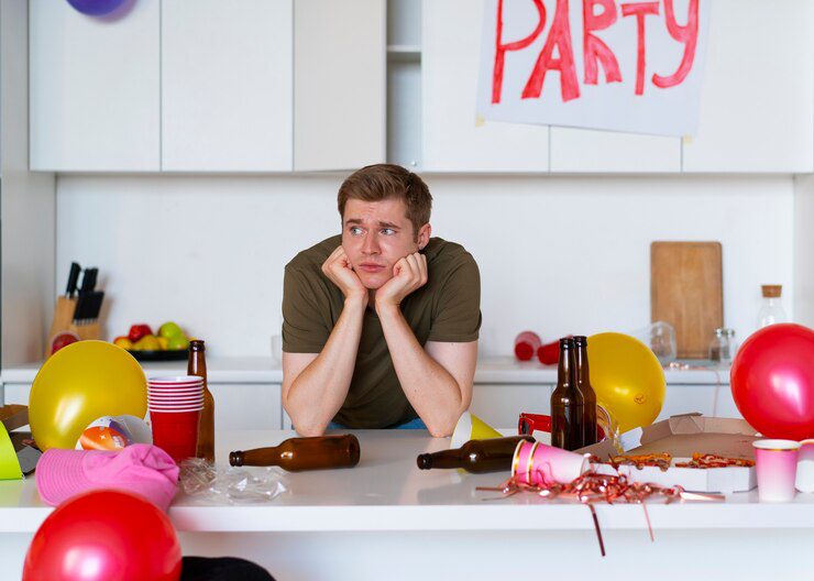 teenager having hangover ritual