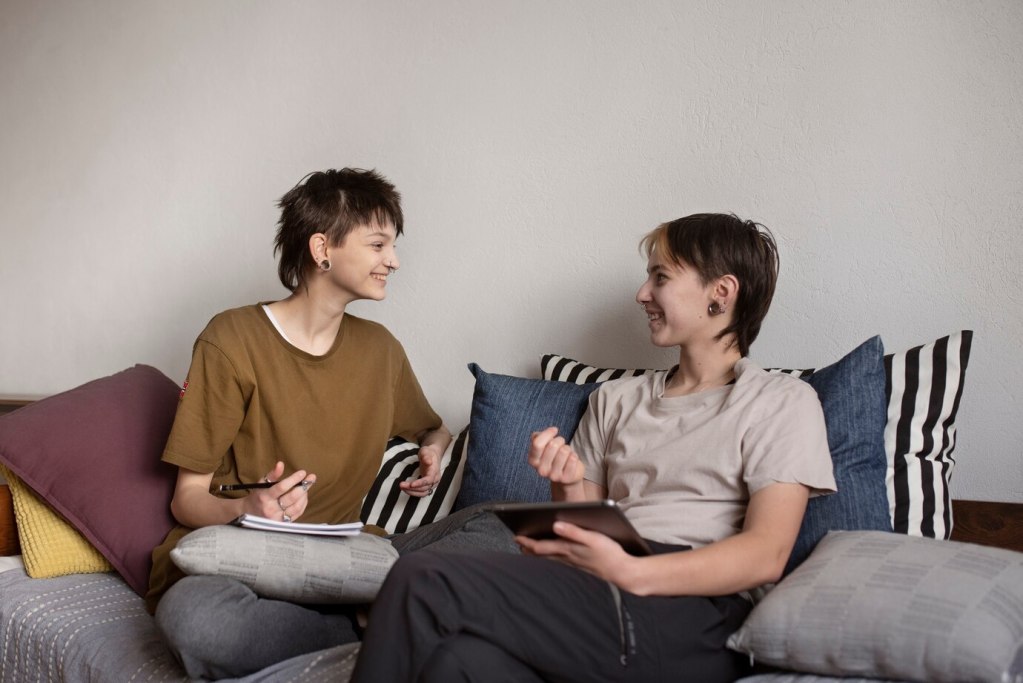 Trans couple spending time together