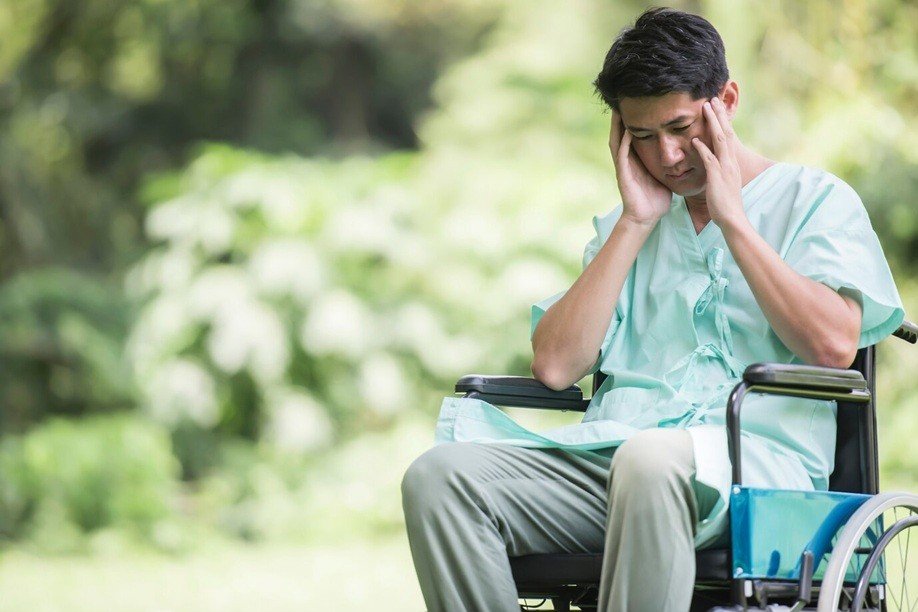Paralyzed with Anxiety - Alone young disabled man in wheelchair at the garden