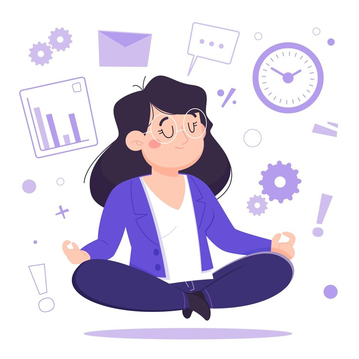 Cartoon business person meditating