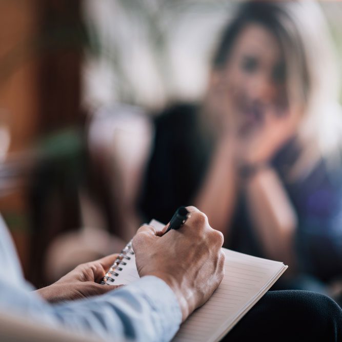 Psychology Therapy Session - Female Patient Talking to Mental Health Professional
