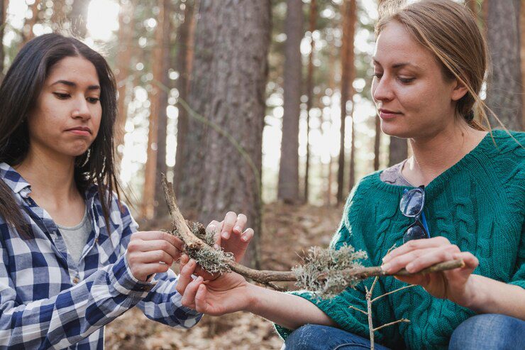 Girl interacting with nature, searching for meaning in life and coping with existential dread.
