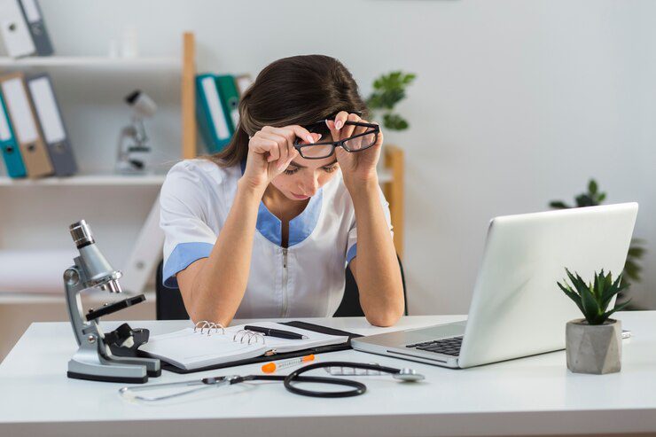 tired female doctor taking out her glasses 23 2148396696 Uncover Mental Health Counseling
