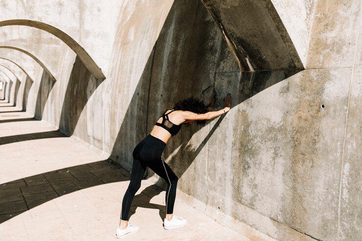 Person warming up before an exercise or sport.
