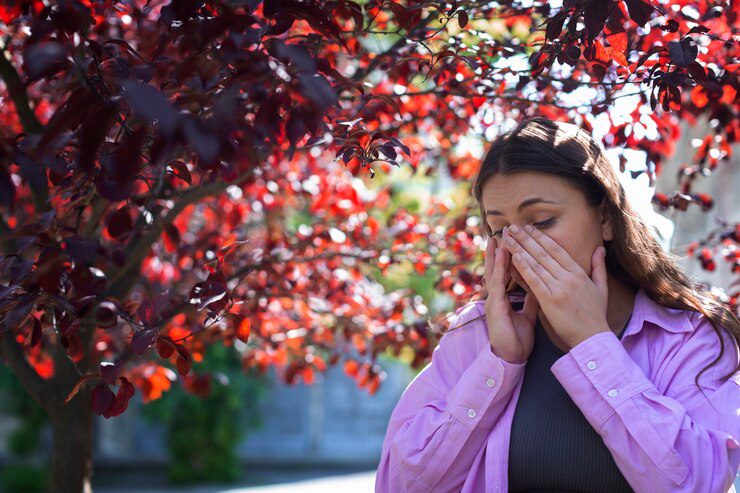 Woman suffering from mood swing outside